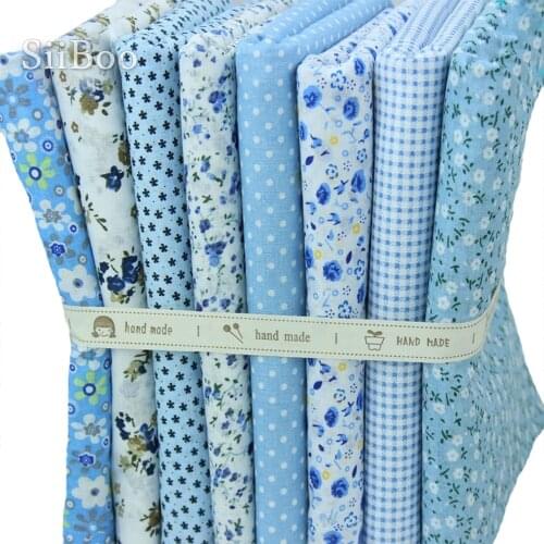 MOQ 2lots 18.9''*18.9''high grade 100%cotton light blue fabric with different lovely print for DIY accessories SP227