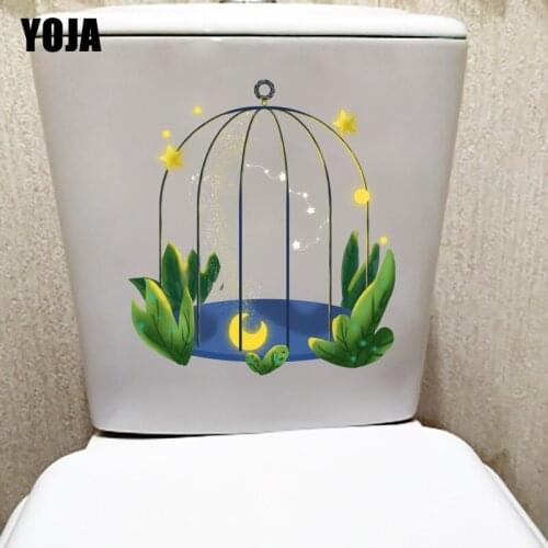 YOJA 19.7*21.7CM Cartoon Bird Cage Plant Kids Room Decoration Home Bathroom Toilet Sticker T1-1228