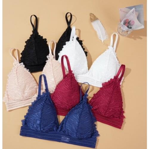 New Women Lace Bras Top Wire Free Bralette Solid Color Sexy Vest Beauty Back Lingerie Female Padded Comfortable Bra Underwear