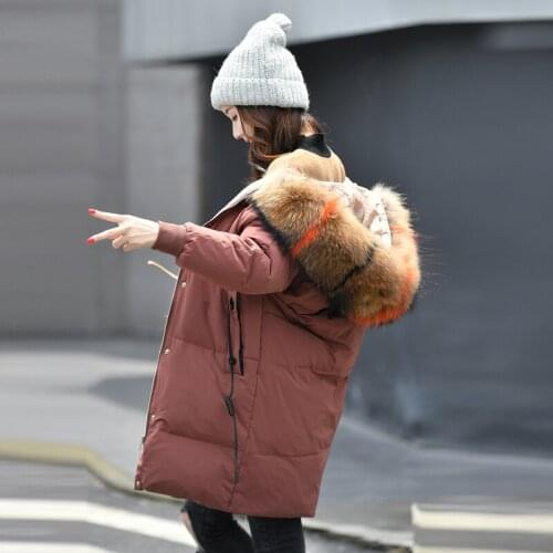 Winter Coat Women Clothes 2020 Down Jacket Woman Hooded Long Coats Raccoon Fur Collar Parka Korean Abrigo Mujer MY1505