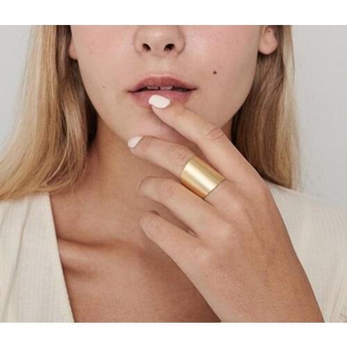 Gold Ring - Wide Band Ring, Adjustable Ring, Tube Ring, Simple Big Ring, Statement Ring, Gold Accessories
