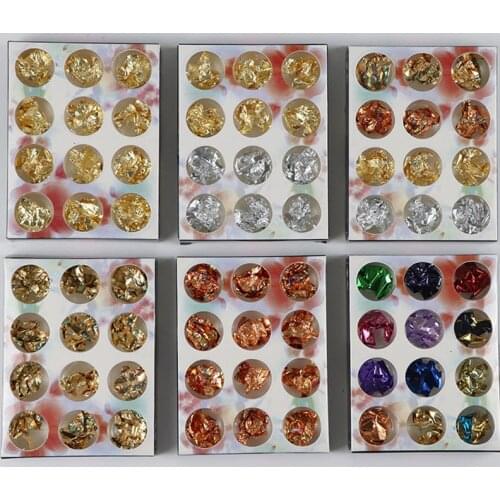 1set(12pcs) Gold/Silver/Colorful Flakes Aluminum Foils Stickers With UV Gel Irregular Sequins Mirror Powder Paillette For Nails