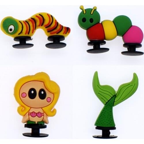 10Pcs Cartoon Mermaid Caterpillar 3D PVC Charms Fit Bracelet/Mule Clog Shoes