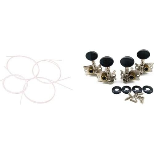 2 Set Musical Instrument Accessories:1 Set White Nylon Ukulele String Set & 1 Pcs Tuning Pegs Tuners Machine Heads 2R 2L