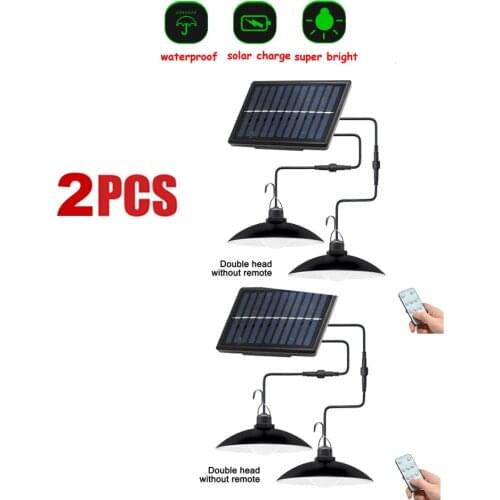 2pcs Retro Lampshade Solar Pendant Lights Double Single Head Outdoor Indoor Auto On Off Lamp Pull Switch for Barn Balcony Chicke