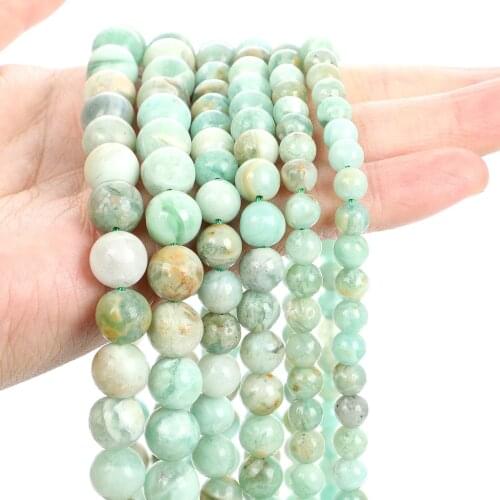 2021 New High Quality 6-10mm Natural Stone Bead For Jewelry Making DIY Green Quartz Stone Bead Charm Bracelet Necklace Handmade