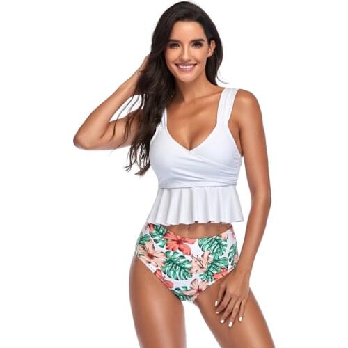 2021 New Style Ruffled Bikini Sexy High Waist Ladies Swimsuit Beachwear Sexy Fashionable for Woman Beach Swimwear Suits