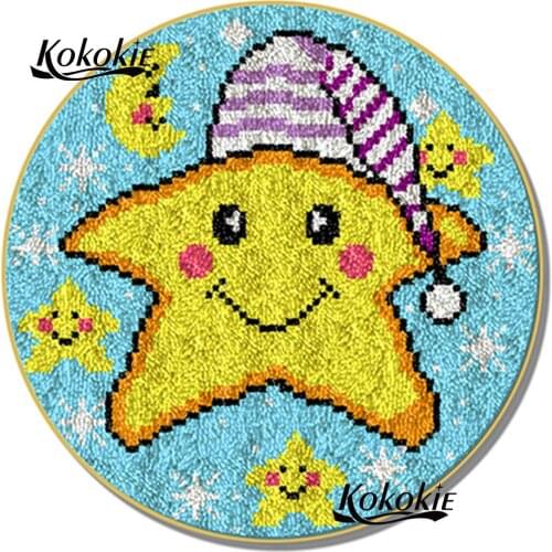 3d Latch hook kits diy rug star printed canvas carpet mat accessories for floor handmade needle for carpet Foamiran for crafts