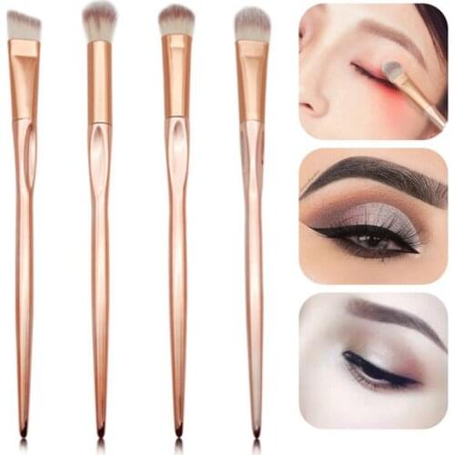 4Pcs Rose Gold Heart Shape Tri-Color Hair Makeup Brush Eyeshadow Brush Eyelash Eyebrow Eyeliner Eyeshadow Lip Brush