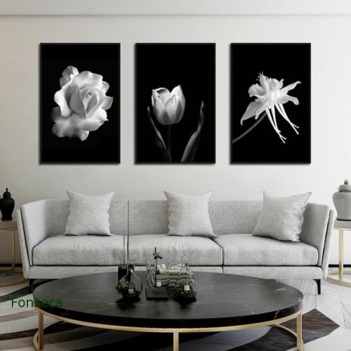 Nordic Abstract Rose Narcissus Canvas Painting Black White Flowers Prints And Posters Wall Art Pictures for Living Room Decor