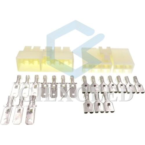 2 Sets 10 Pin 6.3mm Auto Electrical Connector Car ABS Plug Wire Sockets With Terminals