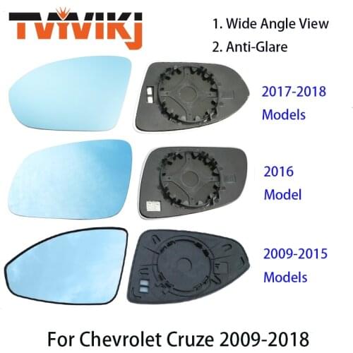 TVYVIKJ Side Rearview Mirror Blue Glass Lens For Chevrolet Cruze 2009-2018 Chevy Wide Angle View anti glare door mirror