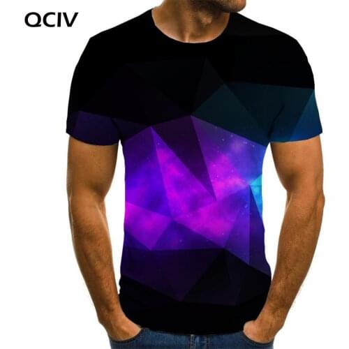 QCIV Brand Geometry T shirt Men Colorful Anime Clothes Galaxy Tshirts Casual Graphics T-shirts 3d Short Sleeve T shirts Printed