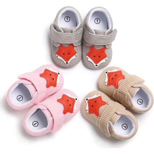 For Baby Boys And Girls 0-18 Months Newborns Cute Fox Cartoon Cartoon Cotton Comfortable First Walking Shoes