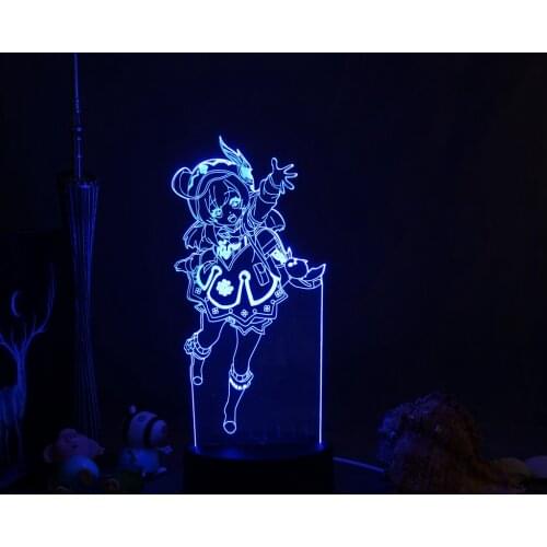 Genshin Impact Anime Figure Night Light For Home Kids Room Decoration USB Light 3D Lamp Kawaii Room