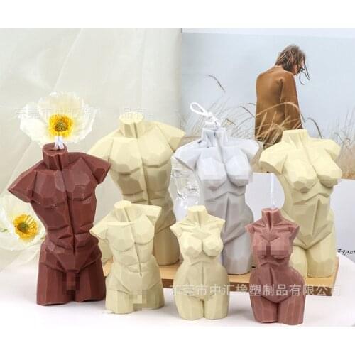 New Diamond Face Human Body Candle Mold 3dmen and Women Aroma Candle Silicone Mold Resin Moldd Candle Making Plaster Mold