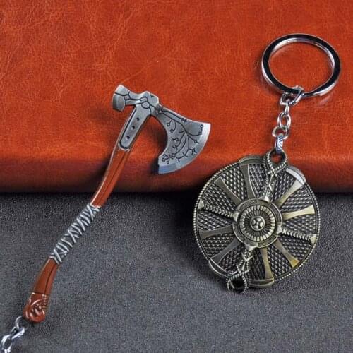 Hot Game GOD OF WAR 4 Kratos Weapon Leviathan Axe Guardian Shield Alloy Key Chains Keychain Key Chain Keyring
