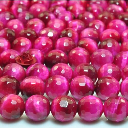 Rose Red Tigers Eye Faceted Round Loose Beads Wholesale Gemstone Semi Precious Stone Bracelet Necklace Diy Jewelry Making