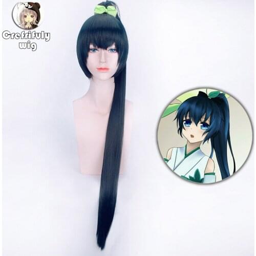Games Onmyoji Long Dark Blue Ponytail Wig Cosplay Costume 80cm Synthetic Hair Wigs For Halloween Costume Party