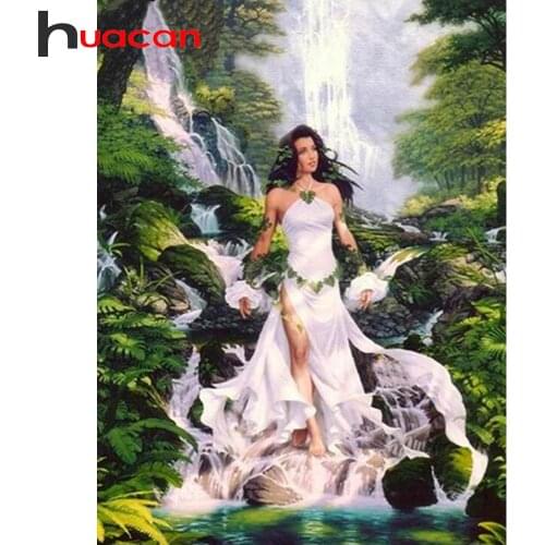 Huacan 5d DIY Diamond Painting Full Square/Round Woman Forest Diamond Embroidery Beads Set Mosaic Waterfall Portrait New Arrival