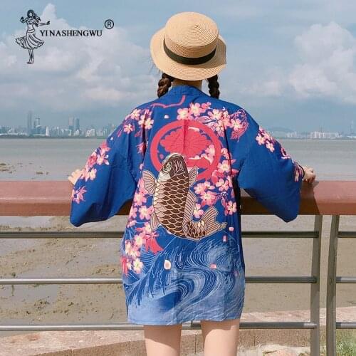 Asia Japan Yukata Women Kimonos Cosplay Vintage Stage Performance Costume Traditional Blouses Harakuju Japanese Kimono Cardigan