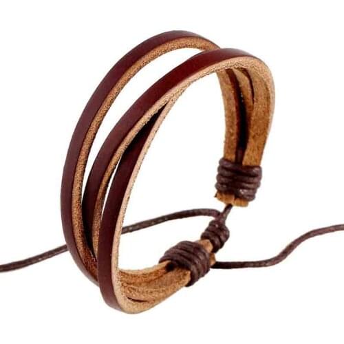 Classic Vintage Leather Strand Bracelet Unisex Bileklik Simple Genuine Leather Casual Bracelets Jewelry Boyfriend/Girlfriend