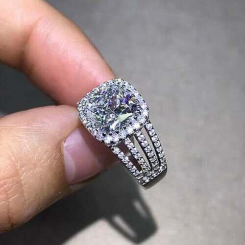 Huitan High Quality Wedding Trends Eternity Rings for Women Dazzling Cubic Zirconia Creative Design Female Rings Fashion Jewelry