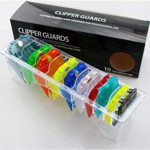 Hair Clipper Guide Combs with Organizer Rack 10Pcs Hair Clipper Guard Limit Combs Kit Multi-Color Hair Trimmer Attachments