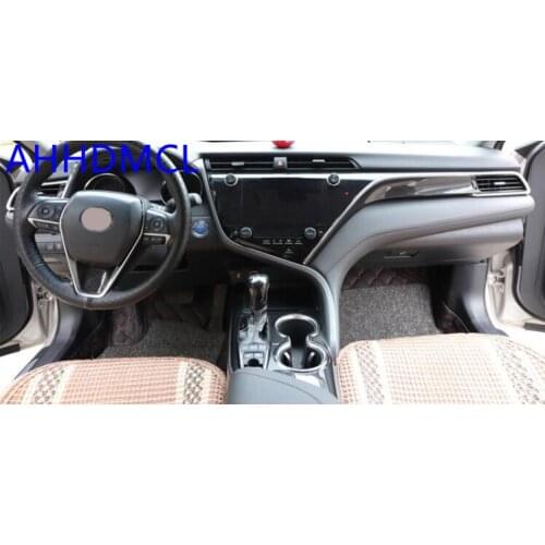 Car Interior Mouldings Modification Decorative Trim Frame Interior Sequins Carbon Fiber Color For Camry VIII 2018 2019