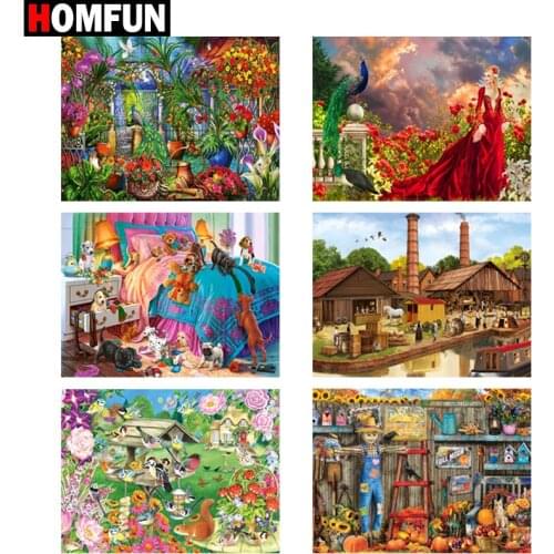 HOMFUN Square/Round Drill 5D DIY Diamond Painting "Animal plant garden peacockt" Embroidery Cross Stitch Full Rhinestone Decor