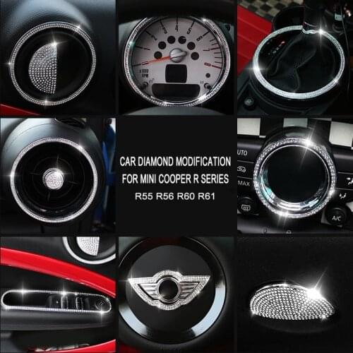 Central control outlet Door Sticker For Mini Cooper R55 R56 R60 R61 Car Styling Diamond Tachometer Metal Car Interior Stickers