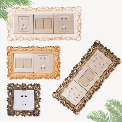 Retro resin Switch Stickers Wall Stickers Protective Cover Simple Modern Double Three-open Socket Panel Decoration Stickers