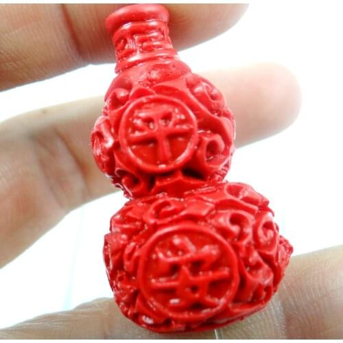 Natural stone Quartz crystal Chinese Red Organic Cinnabar carve gourd pendant for diy Jewelry making necklace Accessories A12