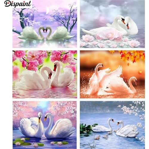 Dispaint Full Square/Round Drill 5D DIY Diamond Painting "Animal swan scenery" 3D Embroidery Cross Stitch 5D Home Decor Gift