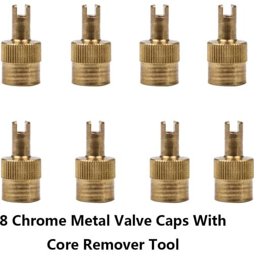 2017 NEW 8 Metal Slotted Head Valve Stem Caps With Core Remover Tool Motorcyle/Car TJ