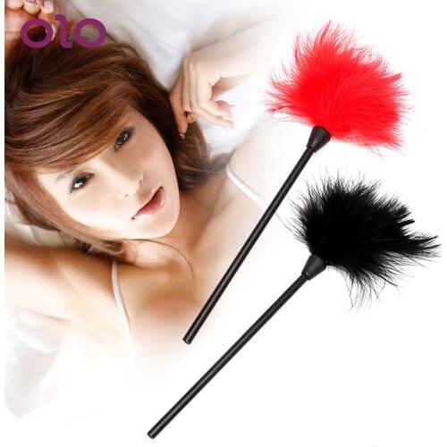 OLO 24cm Long Spanking Whip Flirting Feather Teasing Erotic Toys Sex Toys for Couple Slave Adult Games SM Bondage