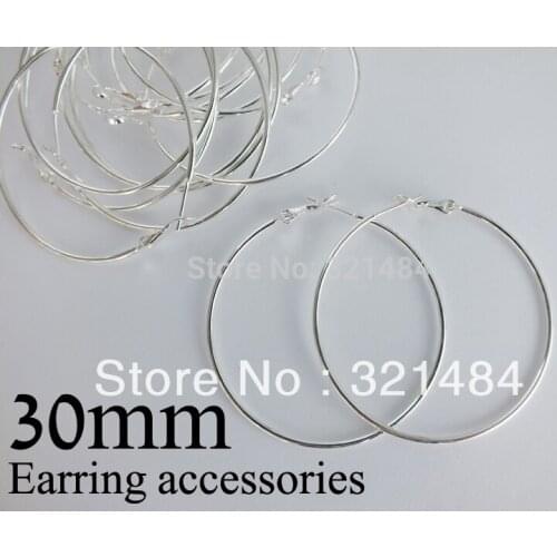 Bulk 500pc/lot silver plated 30mm french circle hooks earring backs hoop earring findings for jewelry making supplies