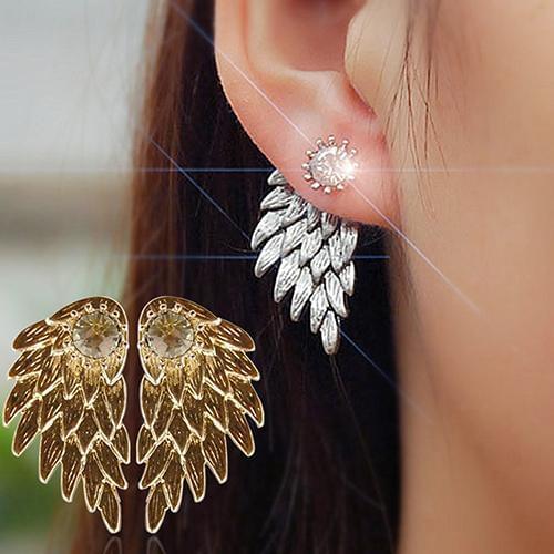 Alibaba Express Punk Womens Angel Wings Pendientes Rhinestone Inlaid Alloy Ear Studs Party Jewelry Earrings Brincos 2018