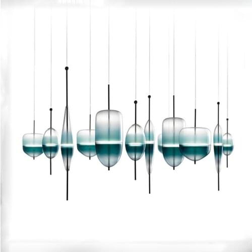 Art deco Huse Gradient glass pendant light modern gradient color glass bottle drop light for hotel bar cafe
