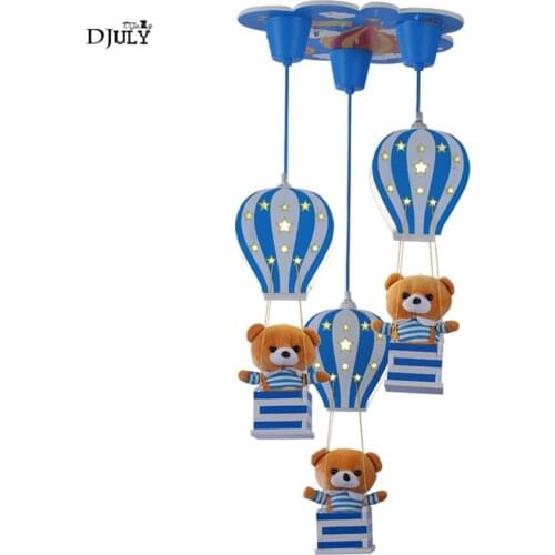 Children Room Decoration Pendant Lights Cubs Balloon Shape Cartoon Home Decor Room Girl Lamp Creative Wood Hanging Light Fixture