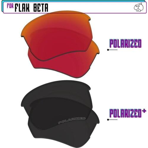 EZReplace Polarized Replacement Lenses for - Oakley Flak Beta Sunglasses - Black P Plus-Red P