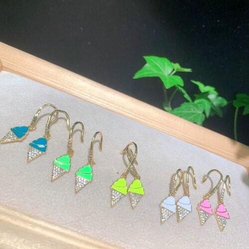6Pairs Modern simple earring Summer style ice cream drop earrings for girl jewelry gift