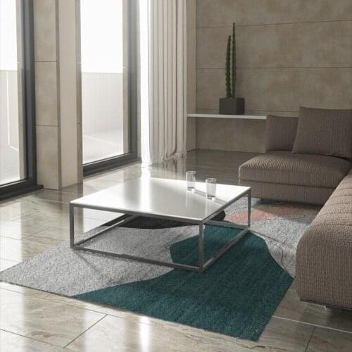 Grey Blue Soft Dense Fluff Home Area Rug Simplicity Grid Modern Abstract Living Room Carpets Bedroom Decoration Anti Slip Bottom