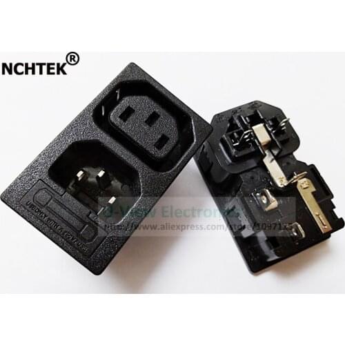 NCHTEK 10A 250V IEC 320 C14 Male & C13 Female UPS Power Outlet INLET AC Power Socket with Fuse Tube Holder/Free Shipping/20PCS