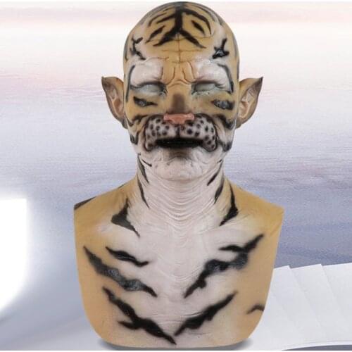Monster Headgear Silicone Mask Halloween Disguise Props Spoof Cos White Tiger Cosplay Party Stage Performance Role Props