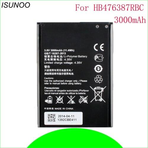 ISUNOO 3000mAh HB476387RBC Battery Replacement For Huawei Honor 3X Battery G750 B199 Cell Phone Batteries