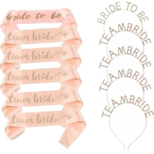 Wedding Decorations Supplies TEAM BRIDE TO BE BRIDESMAID Rose Gold Sash Bridal Hair Accessories Headband Letter Hairpin KSH06