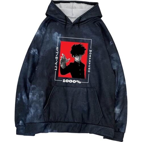 Harajuku Mob Psycho 100 Unisex Hoodie Anime Printed Hip Hop Streetwear Casual Sweatshirt