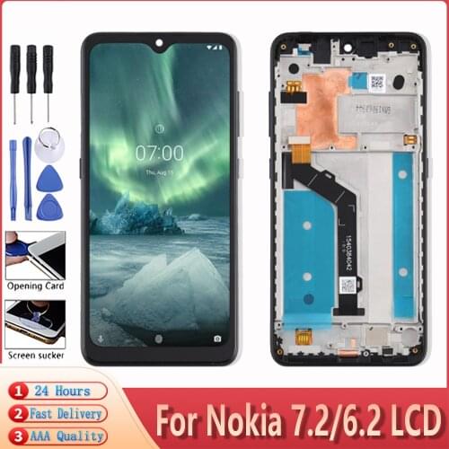 6.3" Original For Nokia 6.2 7.2 LCD Screen Display TA-1198 TA-1200 TA-1196 LCD Touch Screen+Frame Digitizer Replacement Assembly