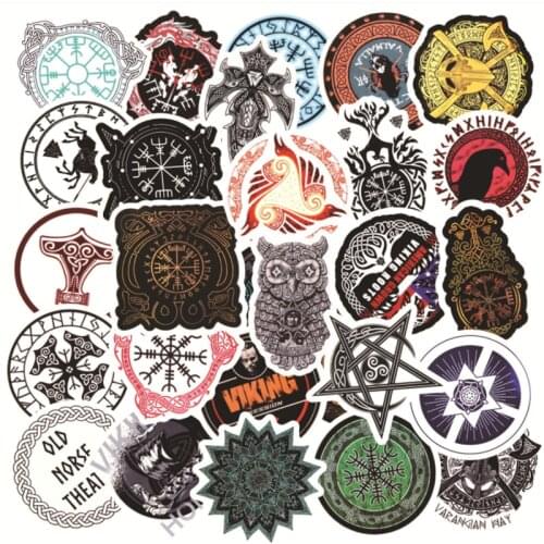 10/30/50 PCS Gothic Viking Totem Graffiti Sticker Motorcycle Waterproof Trolley Case Sticker Toy Decoration Wholesale